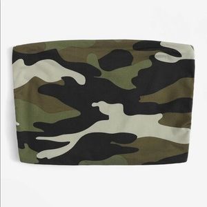Camo print crop tube top